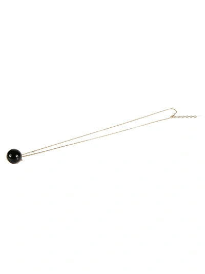 Saint Laurent Sphere Pendant Box Locket Necklace In Gold/black