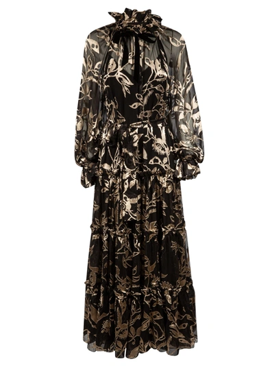 Zimmermann Ladybeetle Swing Long Dress In Black Mystic Eye