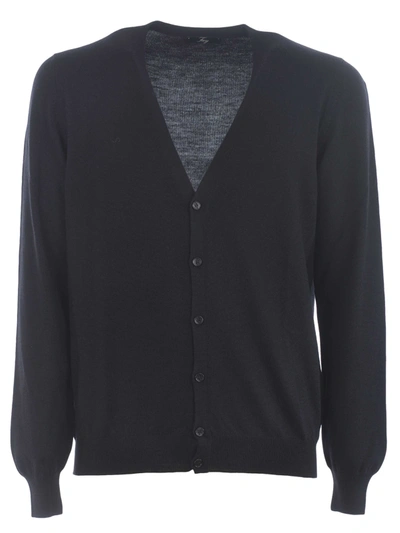 Fay Cardigan In Shaved Wool In Nero