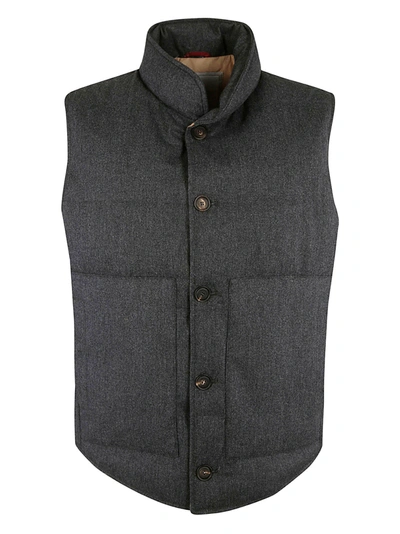 Brunello Cucinelli High-neck Padded Waistcoat In Grey