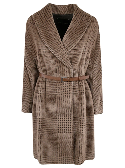 Fabiana Filippi Belt On Waist Patterned Trench In Brown