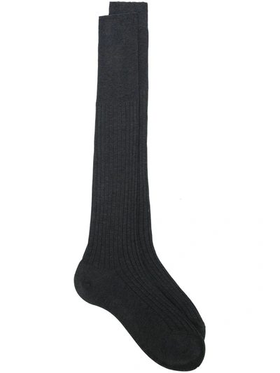 Fashion Clinic Timeless Long Ribbed Socks In Grey