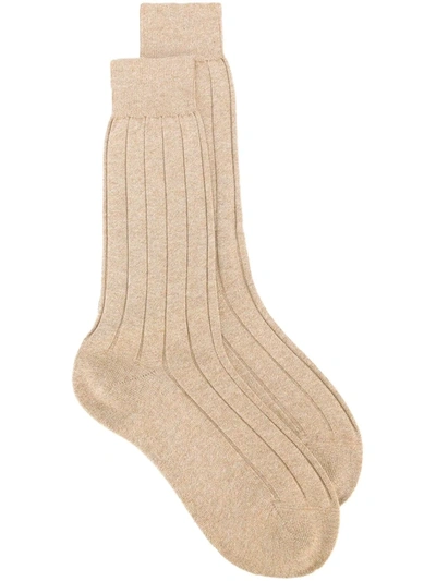 Fashion Clinic Timeless Ribbed Socks In Neutrals