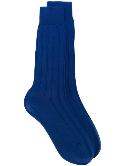 Fashion Clinic Timeless Ribbed Socks In Blue