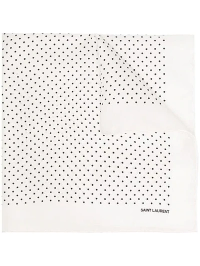 Saint Laurent Polka Dot Print Handkerchief In White