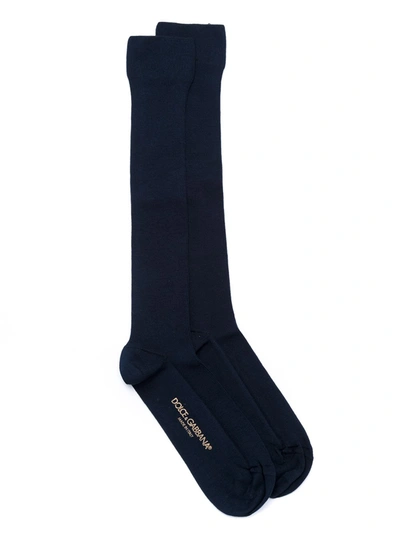 Dolce & Gabbana Contrasting Logo Socks In Black