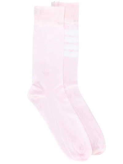 Thom Browne 4-bar Mid-calf Cotton Socks In Pink