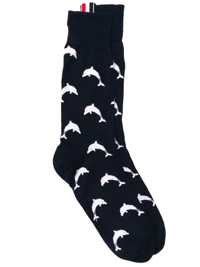 Thom Browne Dolphin Icon Socks In Blue