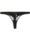 Fleur Du Mal Magnolia Lace Thong In Black
