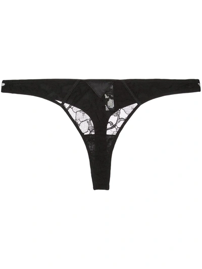 Fleur Du Mal Magnolia Lace Thong In Black