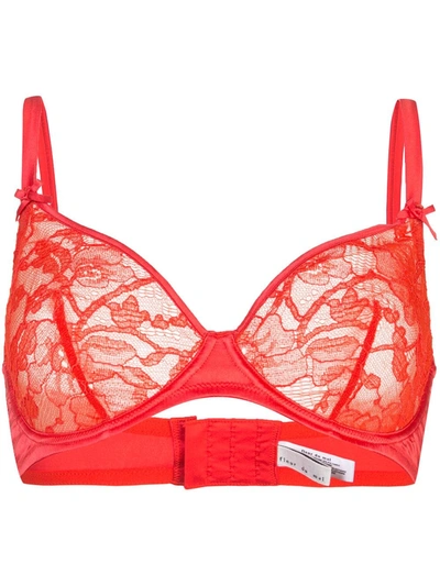 Fleur Du Mal Women's Magnolia Lace Demi Cup Bra In Red