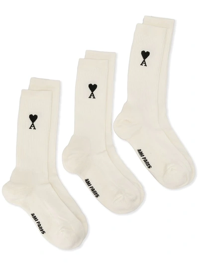 Ami Alexandre Mattiussi Embroidered Logo Socks In White