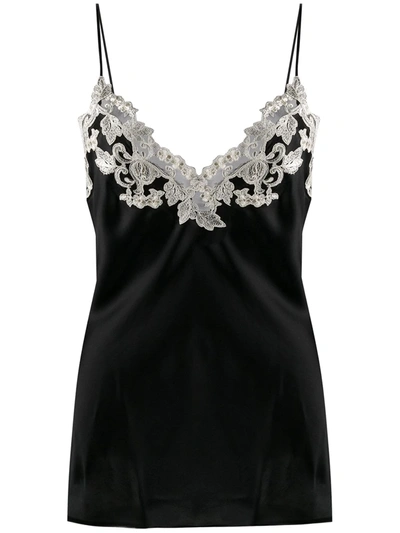 La Perla Frastaglio Embroidered Silk Camisole In Black