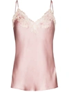 La Perla Maison Embroidered Lace-trimmed Silk-blend Satin Camisole In Pink