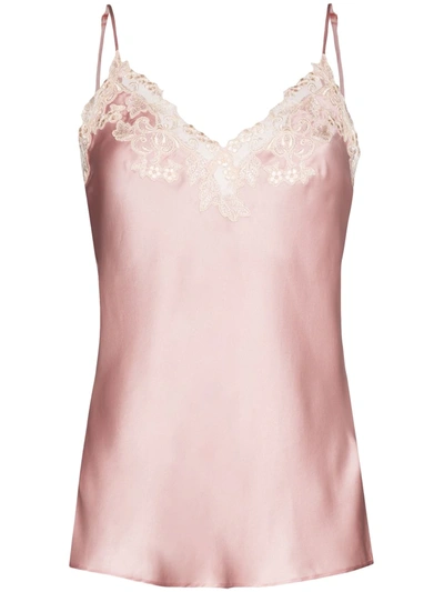 La Perla Maison Embroidered Lace-trimmed Silk-blend Satin Camisole In Neutrals