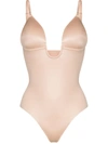 Spanx Suit Your Fancy Plunge Low Back Thong Bodysuit In Champagne Beige