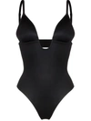 Spanx Suit Your Fancy Plunge Low-back Thong Bodysuit In Black