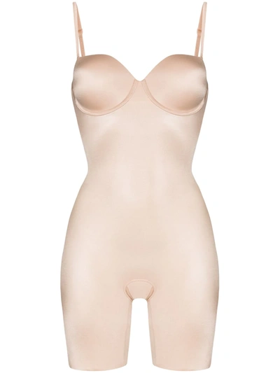 Spanx Suit Your Fancy Strapless Convertible Underwire Mid-thigh Bodysuit In Nude