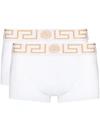 Versace Two Boxer White Cotton Set With Greek Detail Man