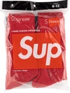 Supreme Logo Embroidered Socks In Red