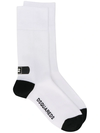 Dsquared2 Logo Bandaid Print Socks In White