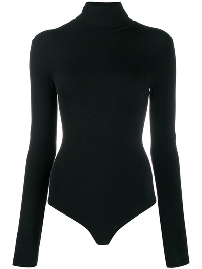 Wolford Colorado Cotton-blend Turtleneck Bodysuit In Black