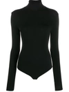 Wolford Colorado Cotton-blend Turtleneck Bodysuit In Black