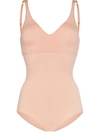 Wolford 3w Forming Blush Stretch-cotton Bodysuit In Rose