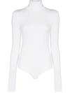 Wolford Colorado Turtleneck Jersey Thong Bodysuit In White