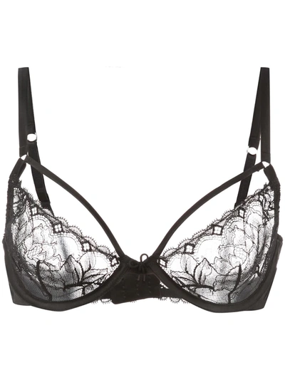 Fleur Du Mal Gardenia Lace Demi Bra In Black