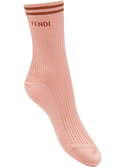 Fendi Logo Detail Socks In Pink