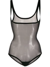 Wolford Mesh Shapewear Bodysuit In Black
