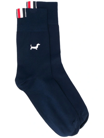 Thom Browne Intarsia-knit Socks In Blue