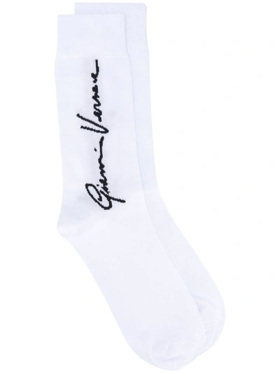 Versace Gianni  Embroidered Socks In White