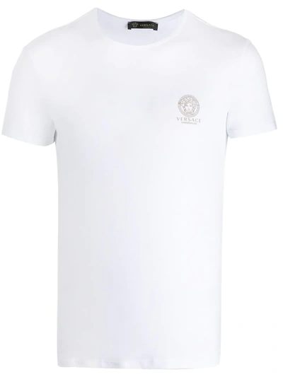Versace Medusa Chest Logo T-shirt In Cream