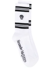 Alexander Mcqueen Logo-intarsia Metallic Cotton-blend Socks In White
