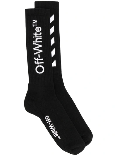 Off-white Mid-length Arrows Logo Socks In Black/white