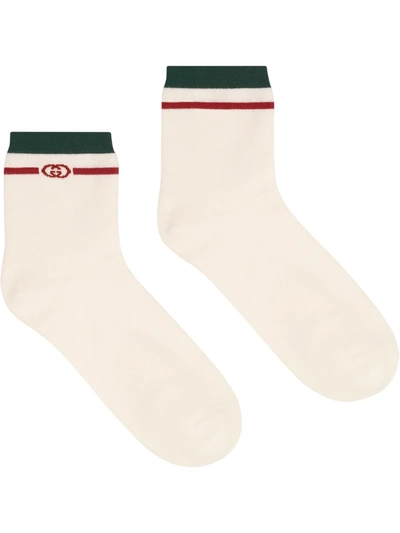 Gucci Cotton Socks With Interlocking G In White