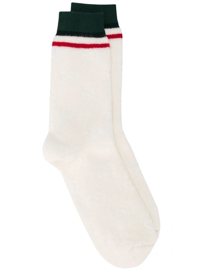 Gucci Gg Motif Socks In Neutrals