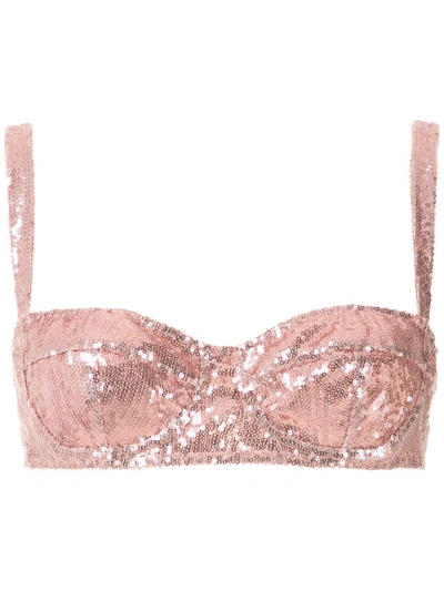 Dolce & Gabbana Balcony Sequined Bra In Pink