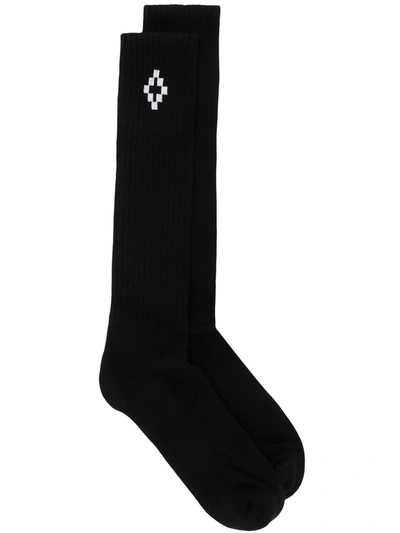 Marcelo Burlon County Of Milan Cross Logo Ankle High Socks In Black