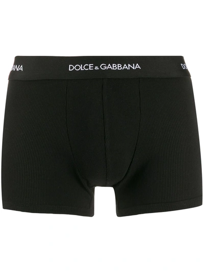 Dolce & Gabbana Black Logo Boxer Short Set In Nero