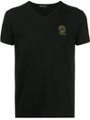 Versace Medusa-print V-neck T-shirt In Black