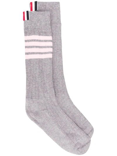 Thom Browne 4-bar Stripe Socks In Grey