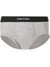 Tom Ford Logo-embellished Briefs In Grey