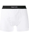 Tom Ford Logo Waistband Stretch-cotton Boxer Shorts In White