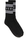 Versace 90s Vintage Logo Socks In Black