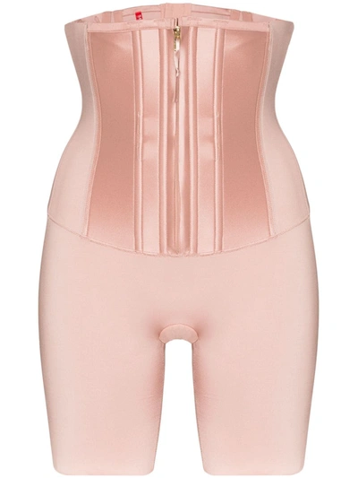 Spanx Under Sculpture High-waist Mid-thigh Corset Shaper Shorts In Nude