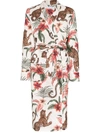 Desmond & Dempsey Soleia Botanical-print Robe In White