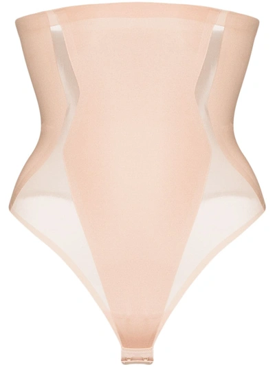 Spanx Neutral Haute Contour High-waisted Thong In Nude